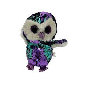 Ty Flippables Plush MOONLIGHT the‎ Owl Changing Sequins 6" Beanie Boos